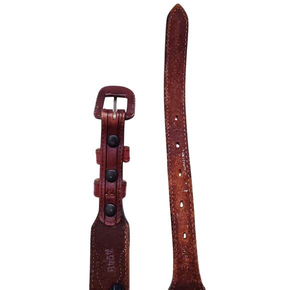 Mens Leather Crafted Concho Belt 44 Vintage Western Rustic Cabin-core Cowboy - Picture 4 of 8